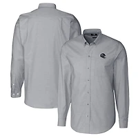 Chemise boutonnée à manches longues et col montant pour homme, couleur anthracite, motif casque des Titans du Tennessee, Cutter & Buck