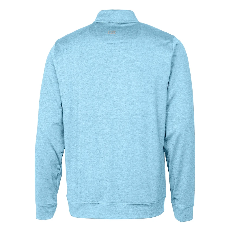 Men's Cutter & Buck Light Blue Tennessee Titans Helmet Stealth Heathered Quarter-Zip Pullover Top