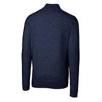 Men's Cutter & Buck  Navy Tennessee Titans Helmet Lakemont Tri-Blend Quarter-Zip Pullover Sweater