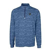 Men's Cutter & Buck  Navy Tennessee Titans Helmet Traverse Camo Print Stretch Quarter-Zip Pullover Top
