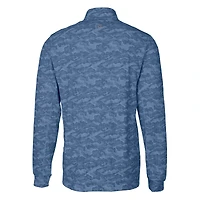 Men's Cutter & Buck  Navy Tennessee Titans Helmet Traverse Camo Print Stretch Quarter-Zip Pullover Top