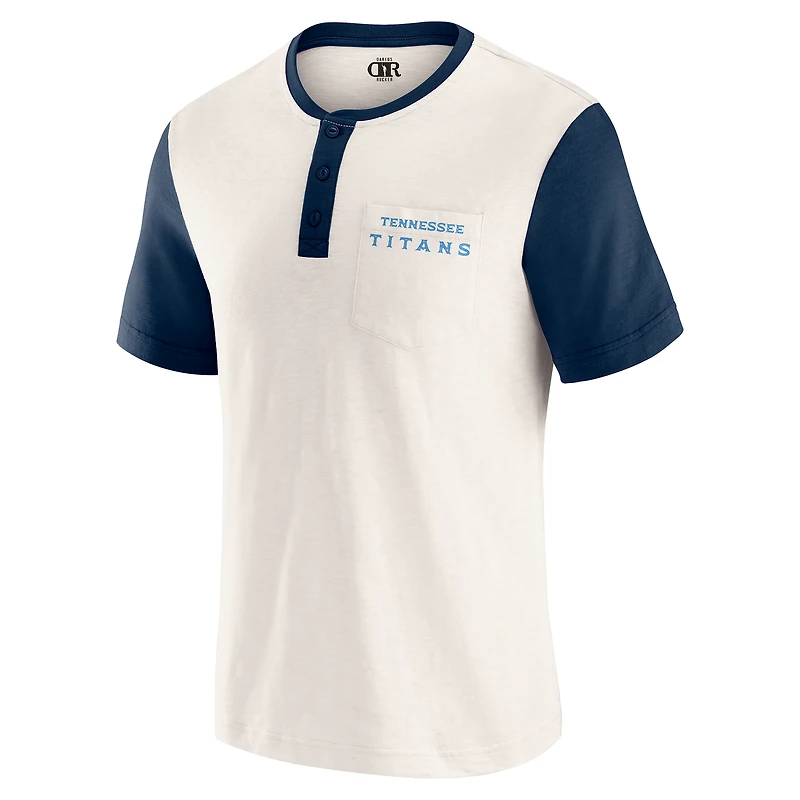 T-shirt Henley à poche colorblock crème Darius Rucker Collection by Fanatics pour homme, Tennessee Titans