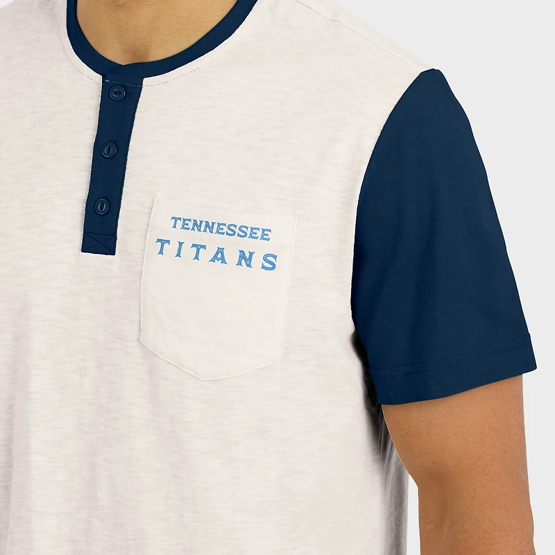 T-shirt Henley à poche colorblock crème Darius Rucker Collection by Fanatics pour homme, Tennessee Titans