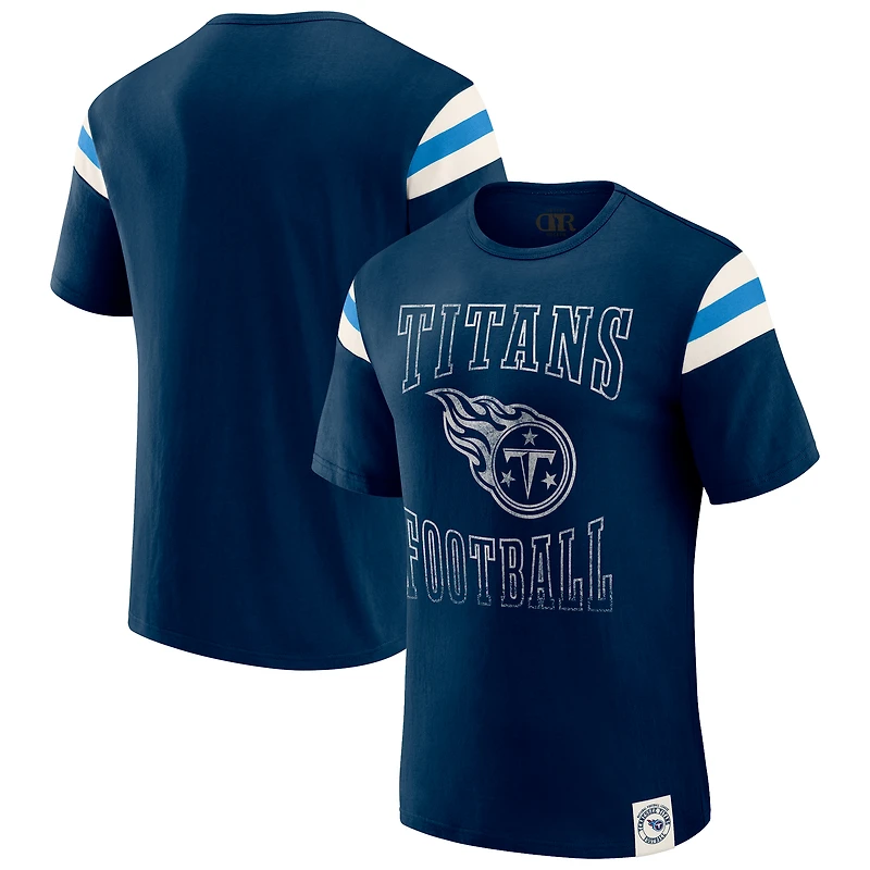 T-shirt de football à manches rayées bleu marine pour homme, collection Darius Rucker par Fanatics, Tennessee Titans