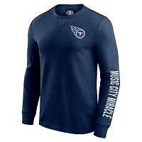 Men's Darius Rucker Collection by Fanatics Navy Tennessee Titans Washed Waffle-Knit Long Sleeve T-Shirt