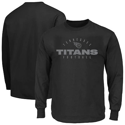 T-shirt à manches longues Fanatics pour homme, noir, avec logo Tennessee Titans, grandes tailles