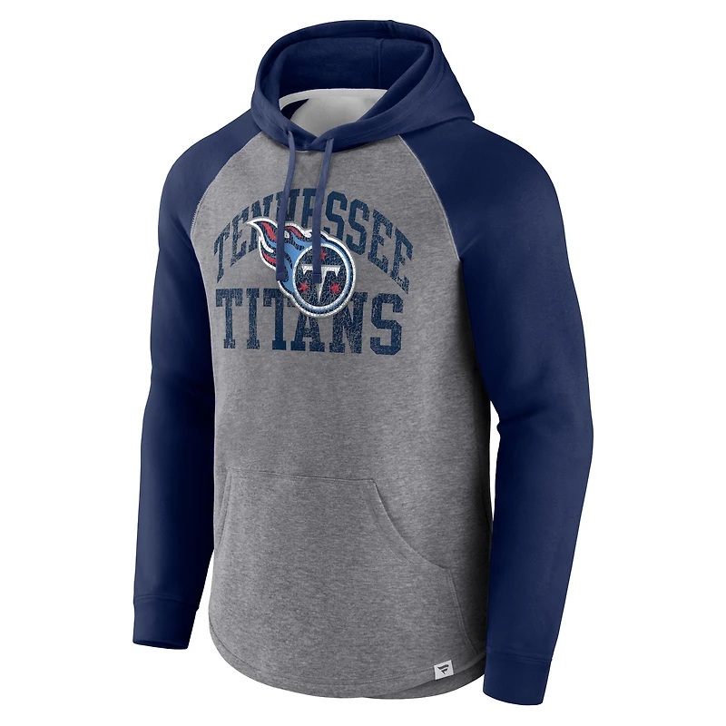 Men's Fanatics Heather Gray Tennessee Titans Favorite Arch Raglan Pullover Hoodie