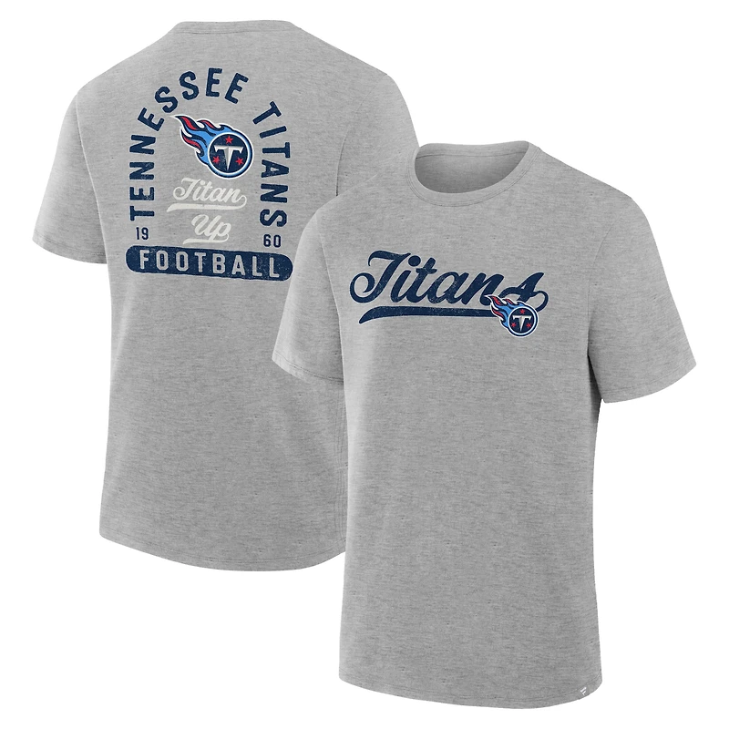 T-shirt gris chiné pour homme, motif Fluid Motion Legacy des Titans du Tennessee