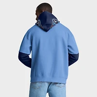 Sweat à capuche bleu clair Fanatics pour homme avec logo casque des Titans du Tennessee