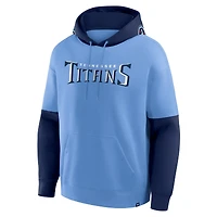 Sweat à capuche bleu clair Fanatics pour homme avec logo casque des Titans du Tennessee