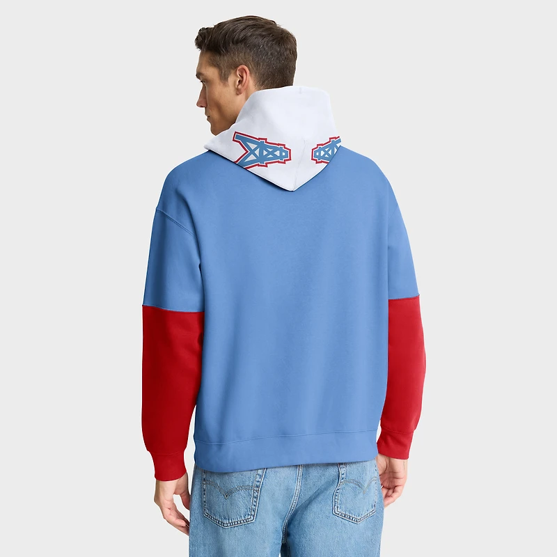 Sweat à capuche rétro bleu clair pour homme Fanatics avec casque des Titans du Tennessee