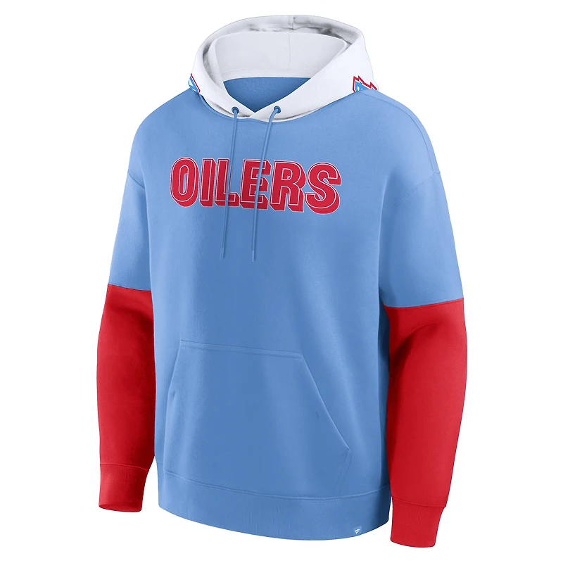 Sweat à capuche rétro bleu clair pour homme Fanatics avec casque des Titans du Tennessee
