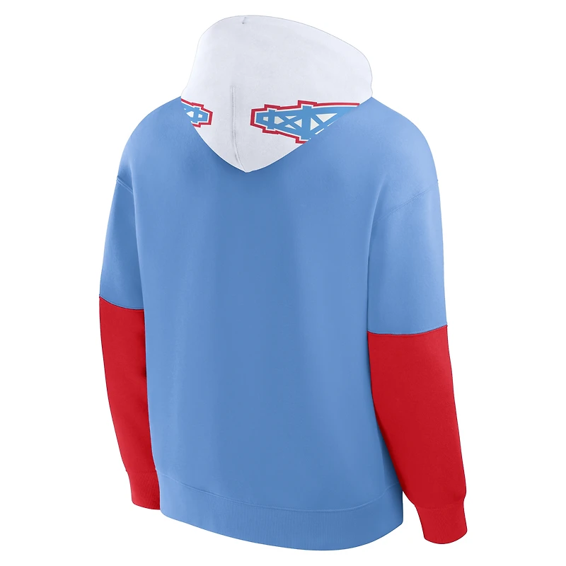 Sweat à capuche rétro bleu clair pour homme Fanatics avec casque des Titans du Tennessee