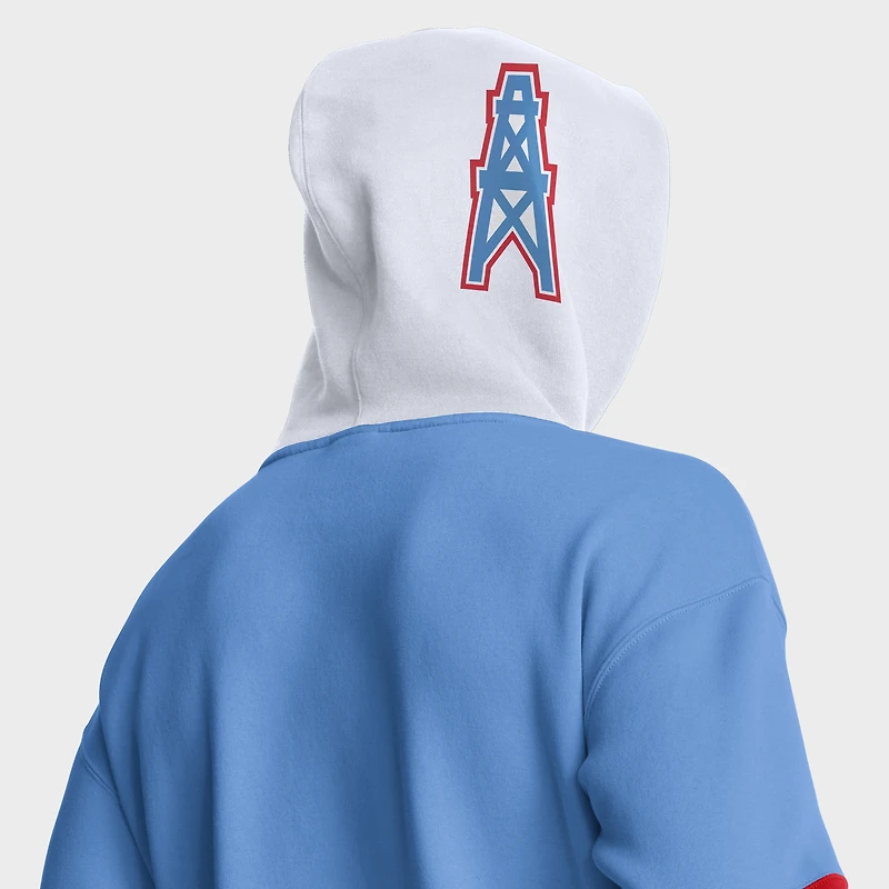 Sweat à capuche rétro bleu clair pour homme Fanatics avec casque des Titans du Tennessee
