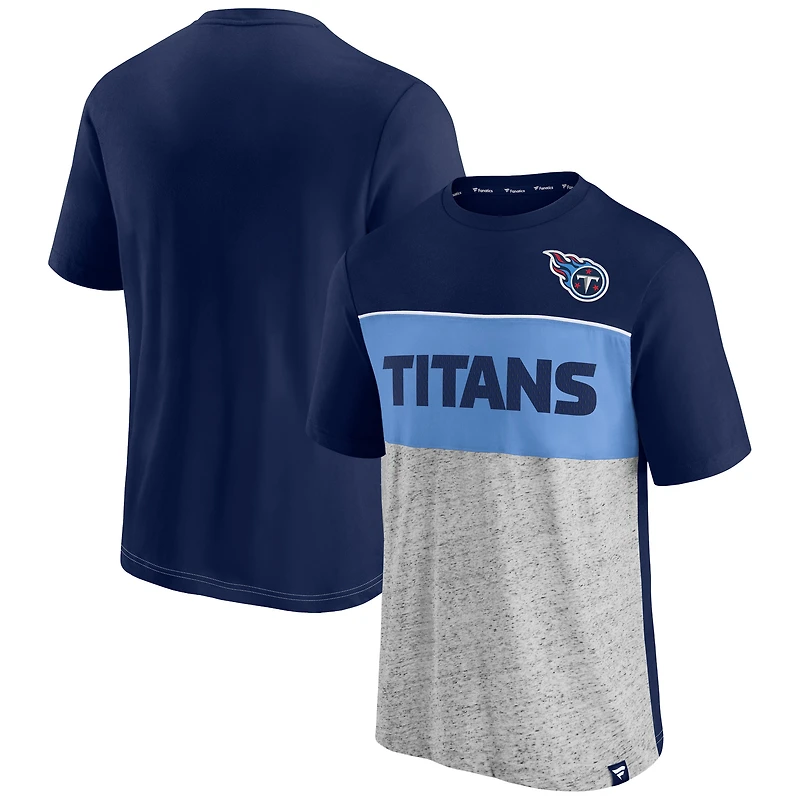 Men's Fanatics Navy/Heathered Gray Tennessee Titans Colorblock T-Shirt
