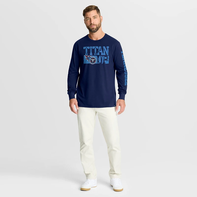 T-shirt à manches longues Fanatics bleu marine pour homme, Tennessee Titans, Hometown Sweep Legacy