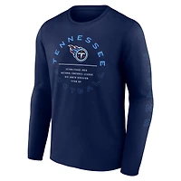 T-shirt à manches longues Fanatics pour homme, bleu marine, avec feuille de statistiques des Tennessee Titans