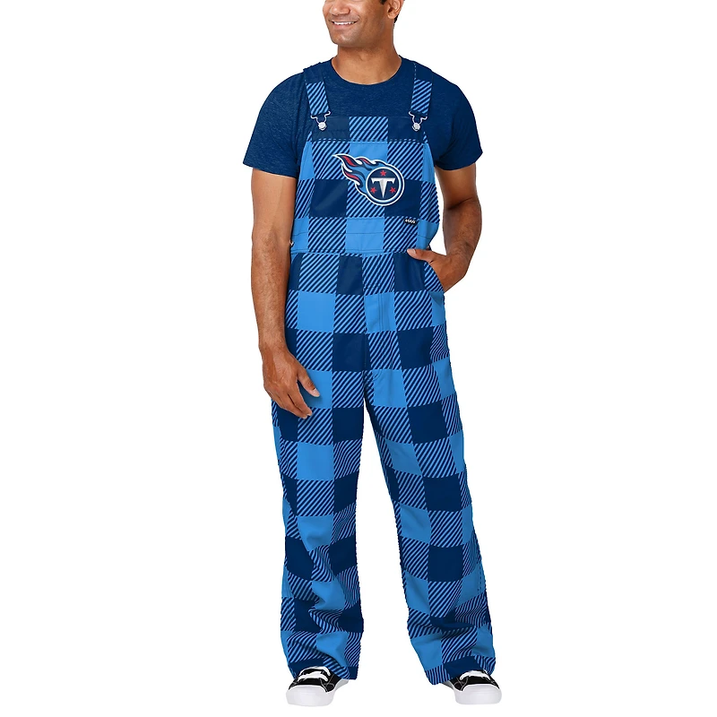 Salopette à carreaux bleu clair FOCO Tennessee Titans avec grand logo pour hommes