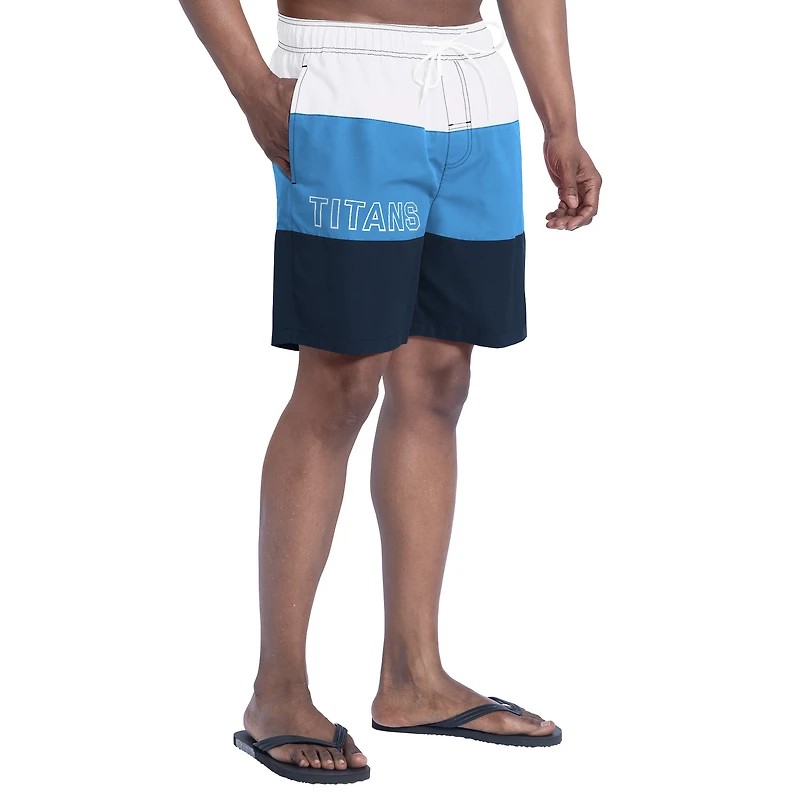 Men's G-III Sports by Carl Banks  Navy/Light Blue Tennessee Titans Sunrise Volley Swim Shorts