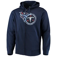 Sweat à capuche entièrement zippé avec logo principal des Titans du Tennessee G-III Sports by Carl Banks pour homme, bleu marine