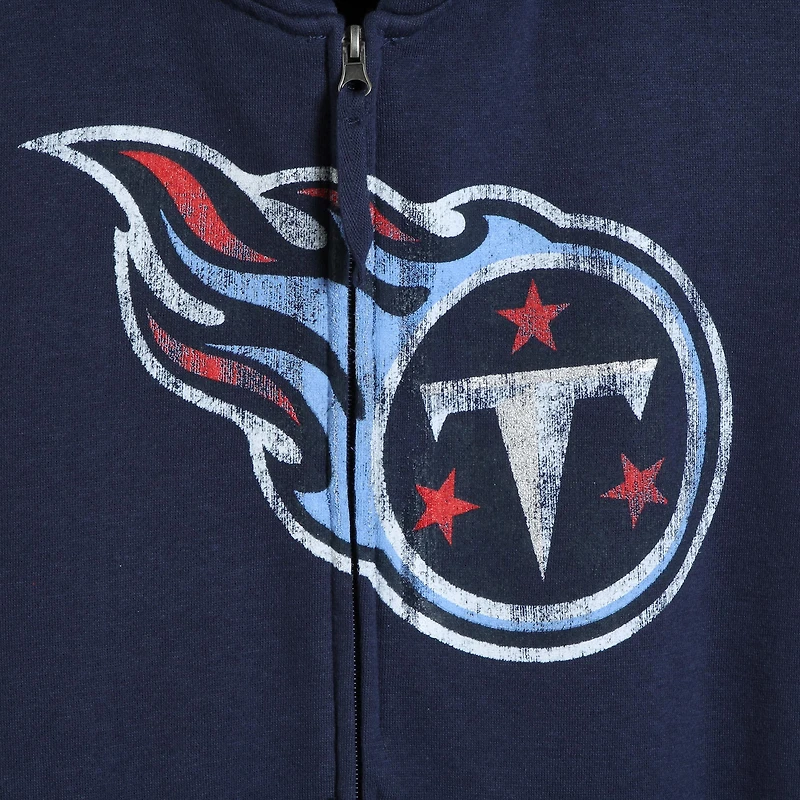 Sweat à capuche entièrement zippé avec logo principal des Titans du Tennessee G-III Sports by Carl Banks pour homme, bleu marine