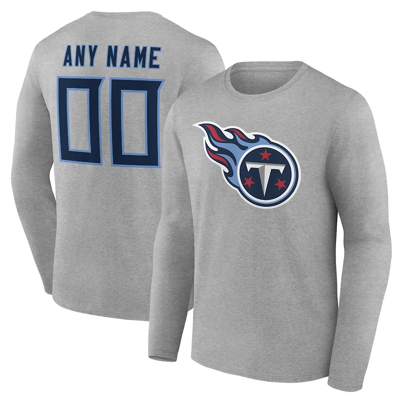 Men's Gray Tennessee Titans Team Authentic Personalized Name & Number Long Sleeve T-Shirt
