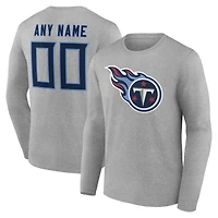 Men's Gray Tennessee Titans Team Authentic Personalized Name & Number Long Sleeve T-Shirt