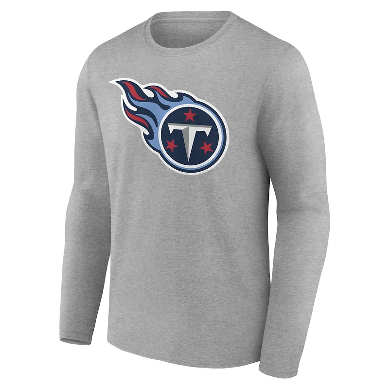 Men's Gray Tennessee Titans Team Authentic Personalized Name & Number Long Sleeve T-Shirt