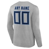 Men's Gray Tennessee Titans Team Authentic Personalized Name & Number Long Sleeve T-Shirt