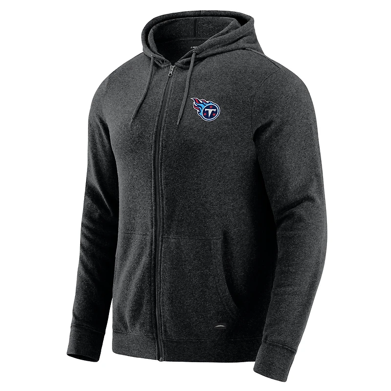 Sweat à capuche zippé tri-blend gris chiné foncé J. Palmer pour homme, Tennessee Titans Players Lounge