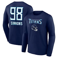 Men's Jeffery Simmons Navy Tennessee Titans Team Wordmark Name & Number Long Sleeve T-Shirt