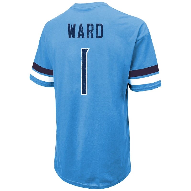 Men's Majestic Threads Cam Ward Light Blue Tennessee Titans 2025 NFL Draft First Round Pick Oversized T-Shirt