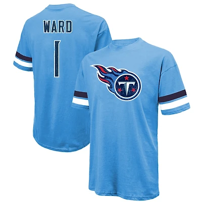 Men's Majestic Threads Cam Ward Light Blue Tennessee Titans 2025 NFL Draft First Round Pick Oversized T-Shirt
