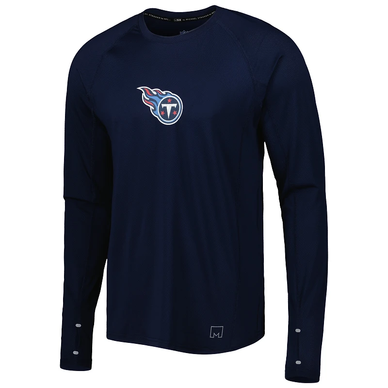 Men's MSX by Michael Strahan Navy Tennessee Titans Interval Long Sleeve Raglan T-Shirt