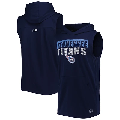 Sweat à capuche sans manches MSX by Michael Strahan Navy Tennessee Titans Relay pour homme