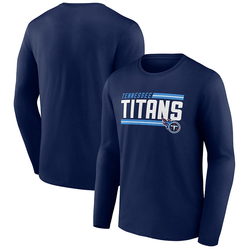 Men's Navy Tennessee Titans On Side Stripe Long Sleeve T-Shirt