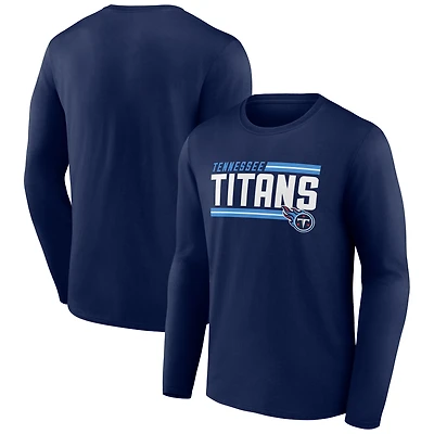 Men's  Navy Tennessee Titans On Side Stripe Long Sleeve T-Shirt