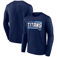 Men's  Navy Tennessee Titans On Side Stripe Long Sleeve T-Shirt
