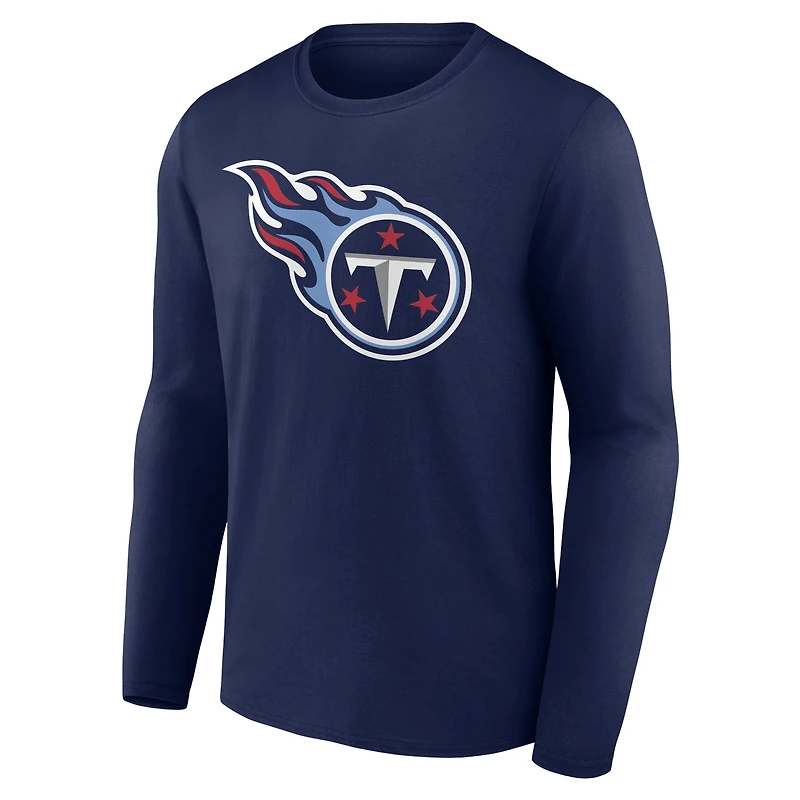Men's Navy Tennessee Titans Team Authentic Personalized Name & Number Long Sleeve T-Shirt