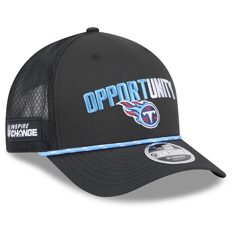 Men's New Era Black Tennessee Titans 2025 Inspire Change 9FORTY M-Crown Adjustable Hat