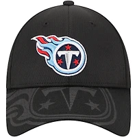 Casquette réglable 9FORTY à visière supérieure noire Tennessee Titans New Era pour hommes