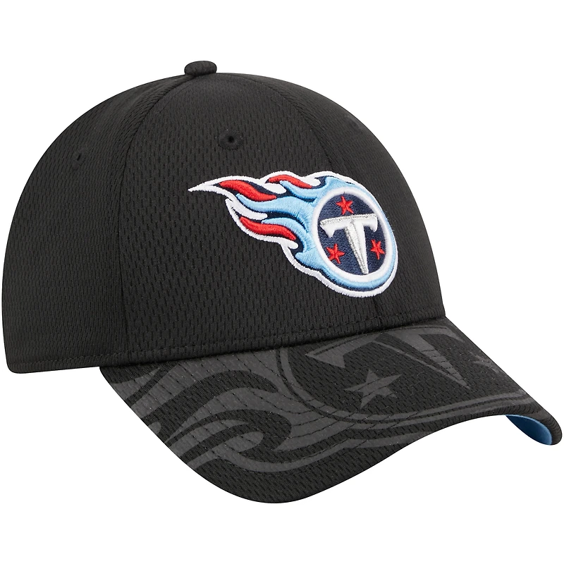 Casquette réglable 9FORTY à visière supérieure noire Tennessee Titans New Era pour hommes
