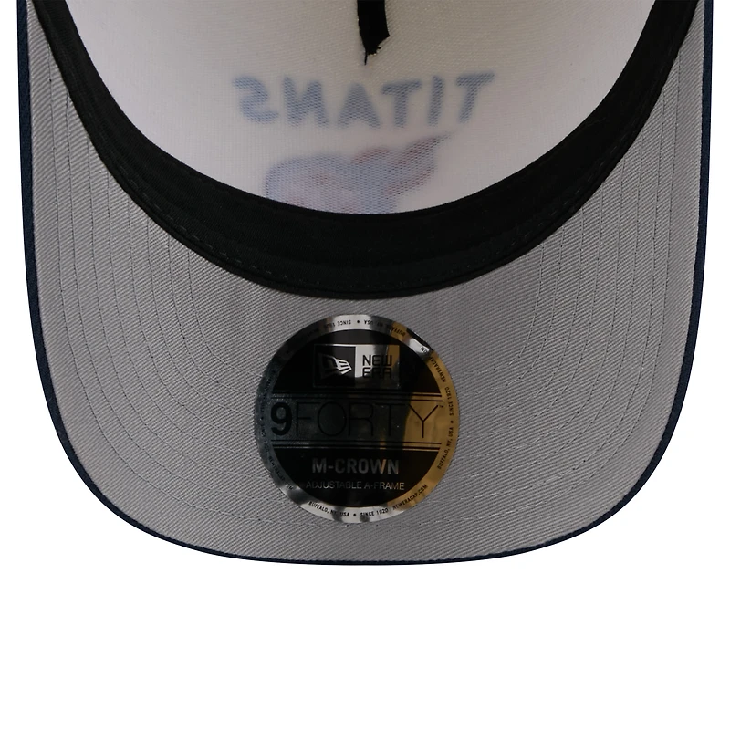 Men's New Era Cream/Navy Tennessee Titans 2025 NFL Draft 9FORTY A-Frame M-Crown Adjustable Hat
