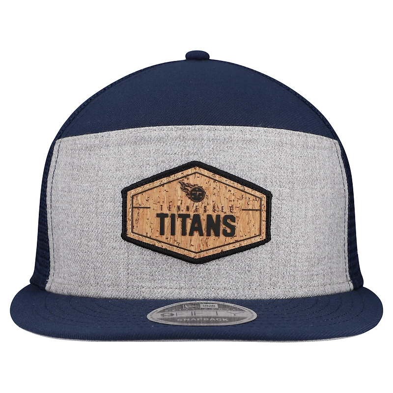 Men's New Era  Gray/Navy Tennessee Titans Cork Split Panel 9FIFTY Trucker Snapback Hat
