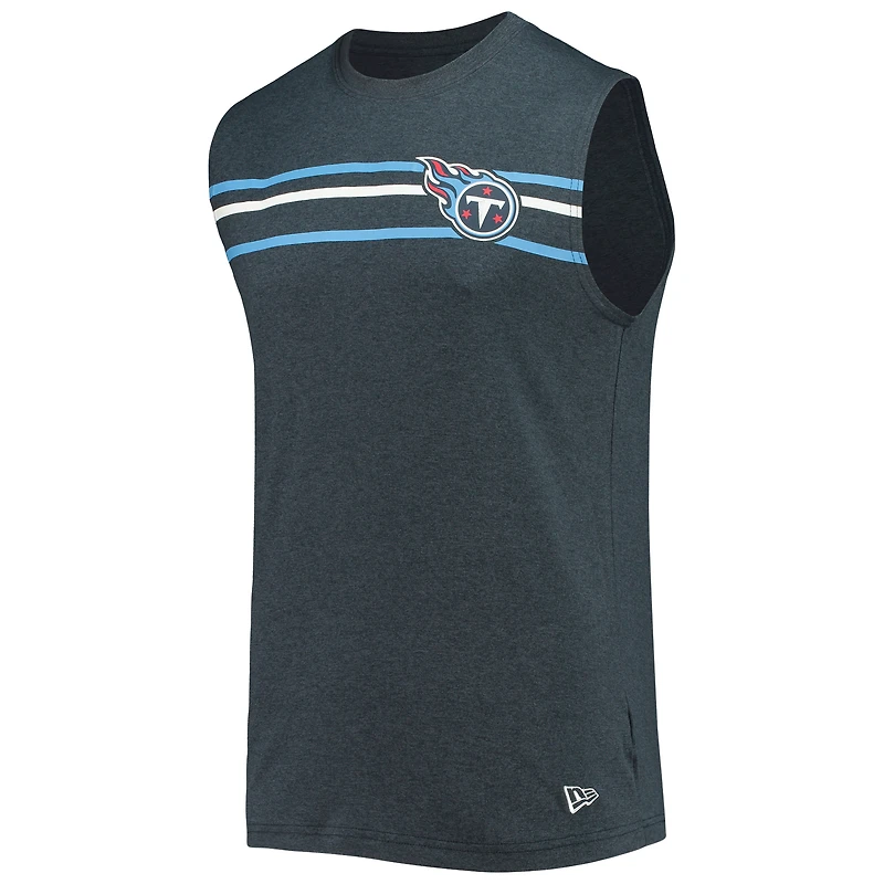 Débardeur sans manches brossé pour homme Tennessee Titans New Era bleu marine chiné