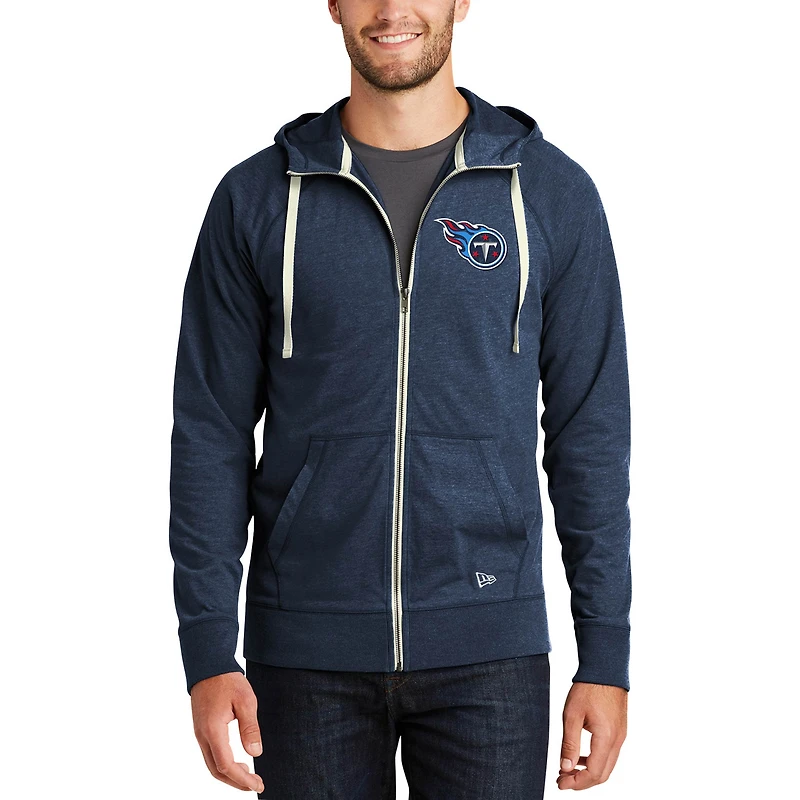 Men's New Era Heathered Navy Tennessee Titans Season Hoodie Full-Zip Jacket