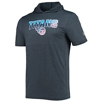 T-shirt à capuche brossé pour homme New Era bleu marine chiné Tennessee Titans Team