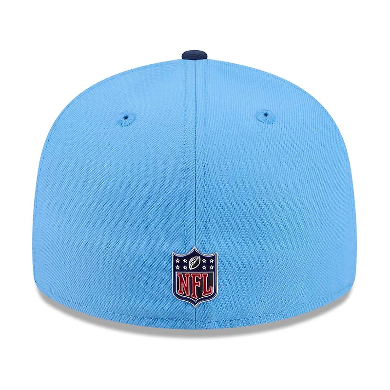 Men's New Era Light Blue/Navy Tennessee Titans 2026 NFL Draft Pre-Curved 59FIFTY Fitted Hat