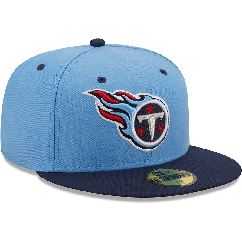 Casquette ajustée New Era Tennessee Titans Flipside 2Tone 59FIFTY pour homme, bleu clair/bleu marine