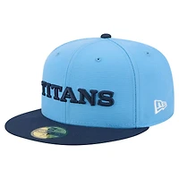 Casquette ajustée New Era 59FIFTY pour homme, bleu clair/marine, logo des Tennessee Titans
